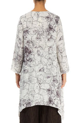 Dropped Edge Off White Marble Crinkled Silk Tunic 2