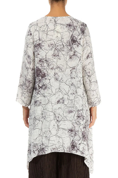 Dropped Edge Off White Marble Crinkled Silk Tunic 2