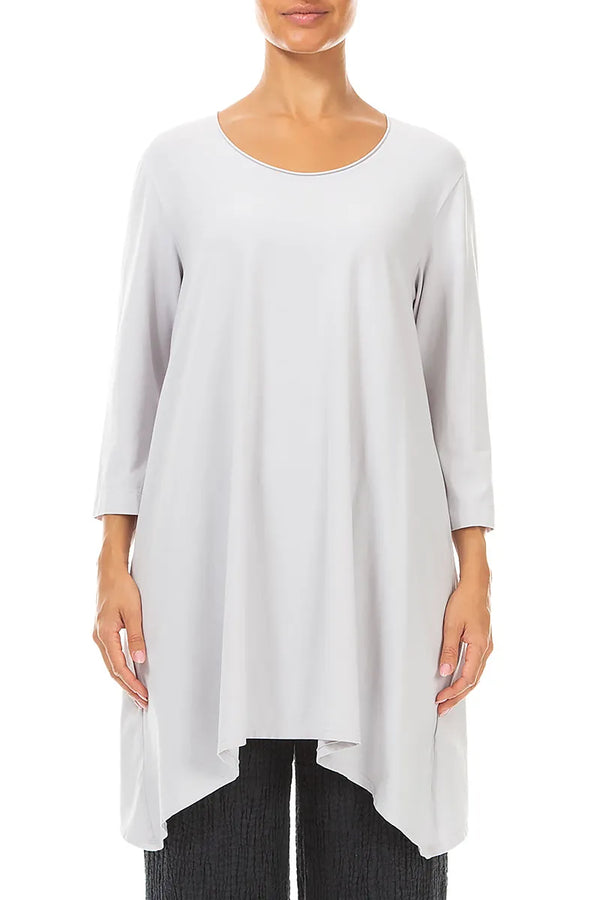 Dropped Edge Pearl Grey Cotton Tunic 1