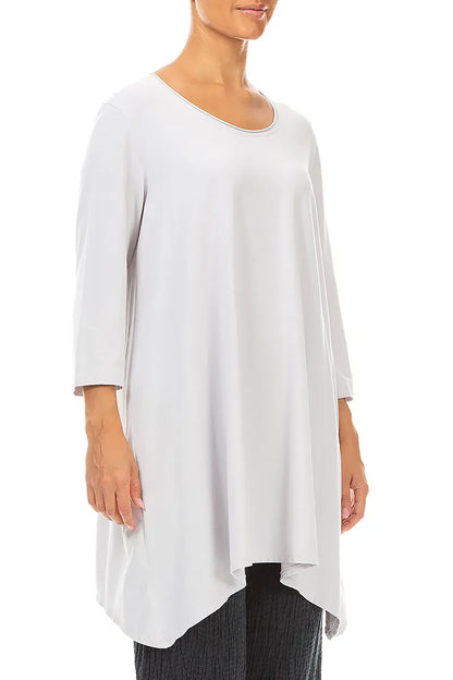 Dropped Edge Pearl Grey Cotton Tunic 3