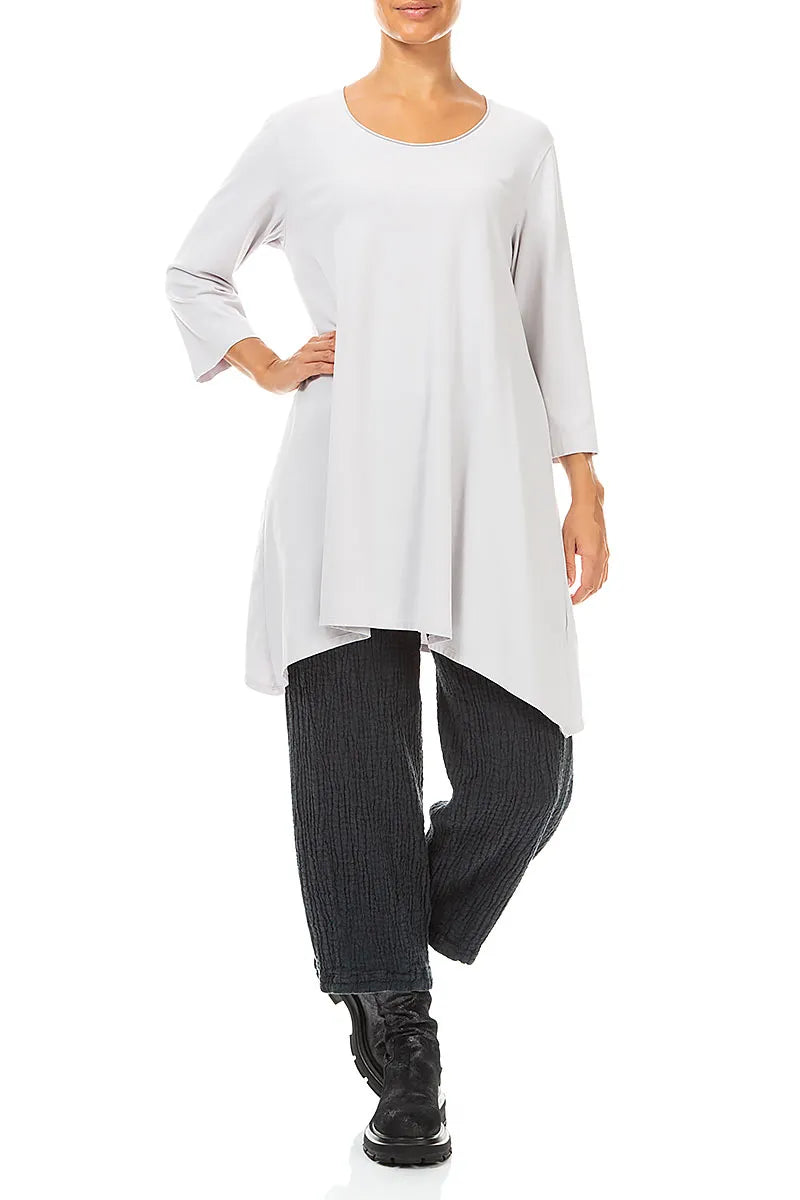 Dropped Edge Pearl Grey Cotton Tunic 4