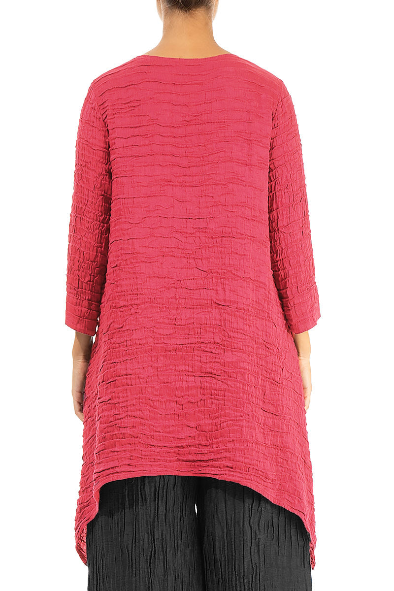 Dropped Edge Raspberry Crinkled Silk Tunic 2