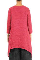 Dropped Edge Raspberry Crinkled Silk Tunic 2