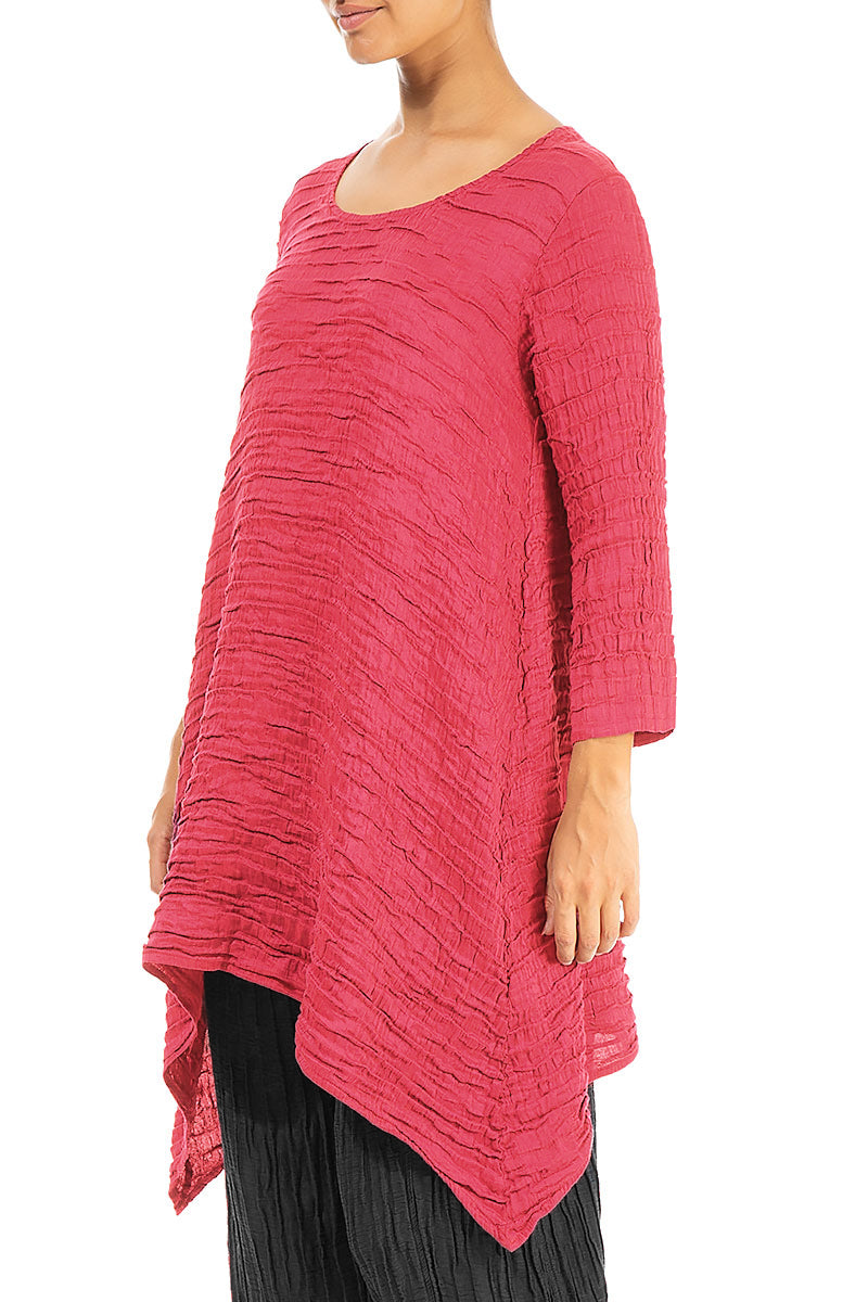 Dropped Edge Raspberry Crinkled Silk Tunic 3