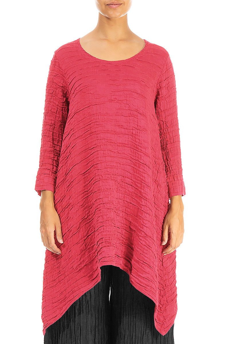 Dropped Edge Raspberry Crinkled Silk Tunic 1