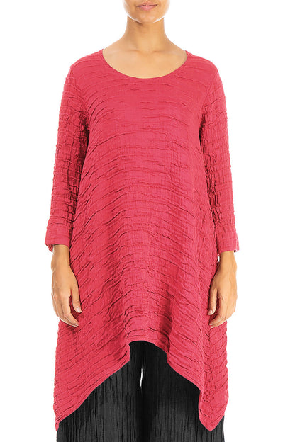 Dropped Edge Raspberry Crinkled Silk Tunic 1