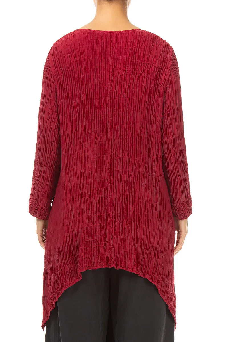 Dropped Edge Ruby Plissé Silk Tunic 2