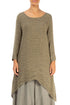 Dropped Edge Silver Sage Crinkled Silk Tunic 1