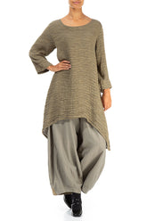 Dropped Edge Silver Sage Crinkled Silk Tunic 4
