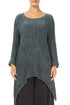 Dropped Edge Slate Plissé Silk Tunic 1
