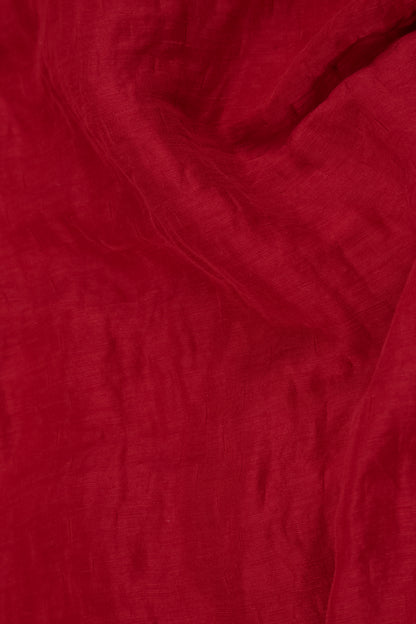 Dropped Edge Textured Cherry Red Silk Linen Jacket