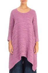 Dropped Edge Wild Berry Crinkled Silk Tunic 1