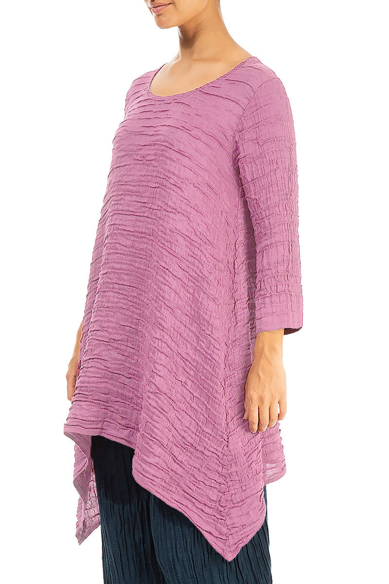 Dropped Edge Wild Berry Crinkled Silk Tunic 3