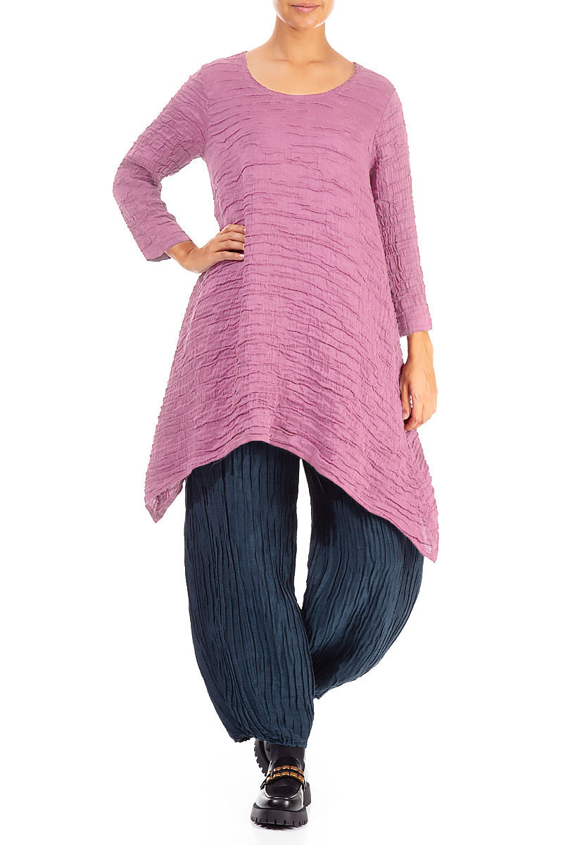 Dropped Edge Wild Berry Crinkled Silk Tunic 4