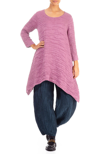 Dropped Edge Wild Berry Crinkled Silk Tunic 4