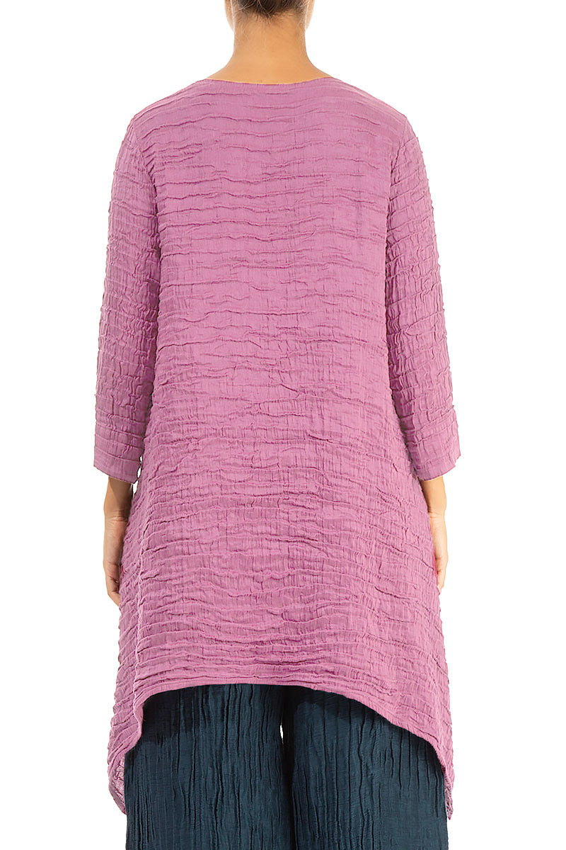 Dropped Edge Wild Berry Crinkled Silk Tunic 2