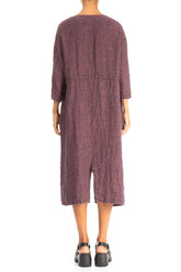 Dropped Shoulders Mauve Taupe Mélange Linen Dress 2