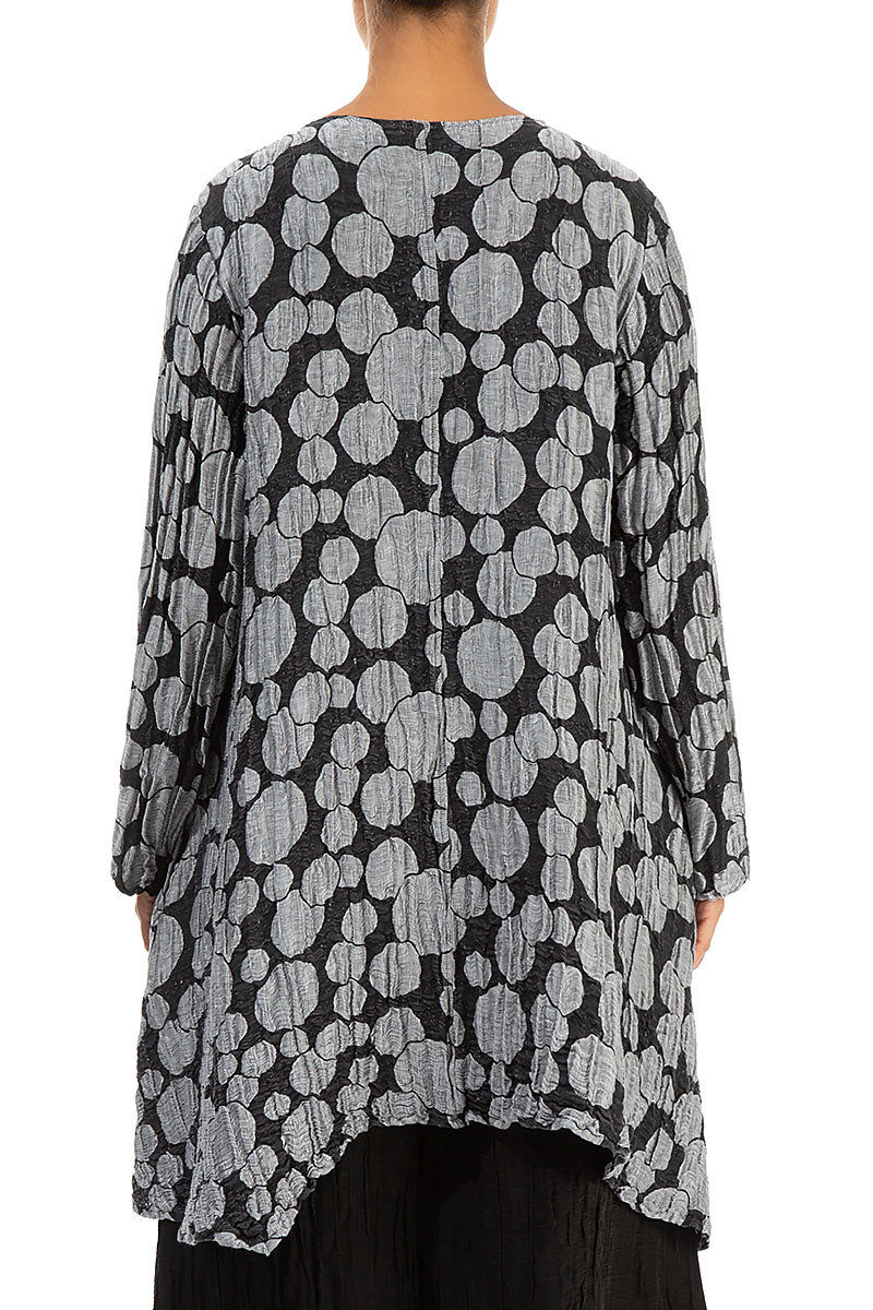 Dropped Side Silver Circle Silk Linen Jacket 2