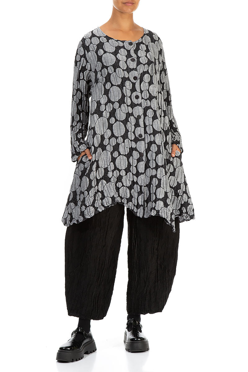 Dropped Side Silver Circle Silk Linen Jacket 4