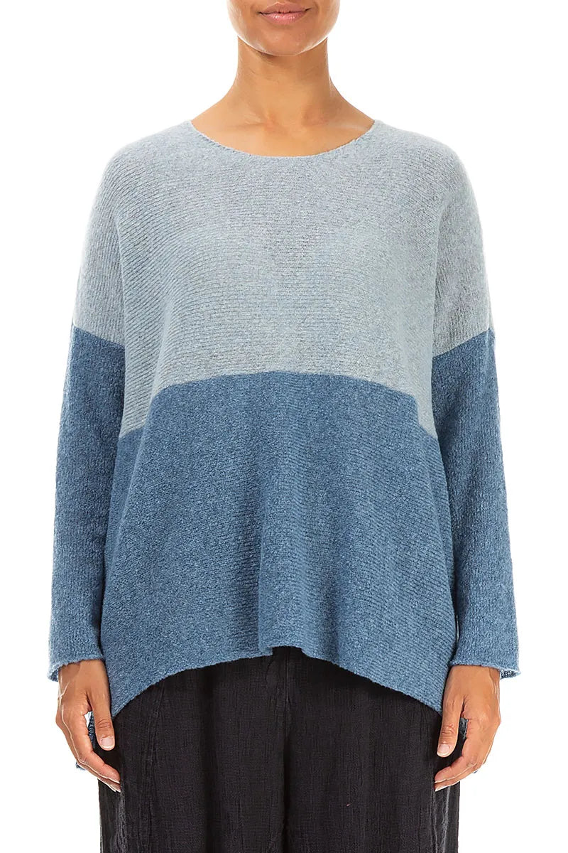 Dual Silver &amp; Petrol Blue Wool Sweater 1