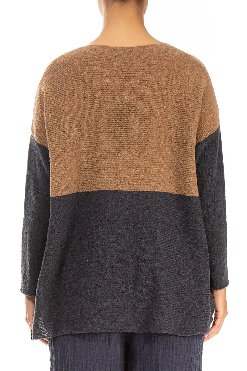 Dual Caramel &amp; Dark Grey Wool Sweater 2