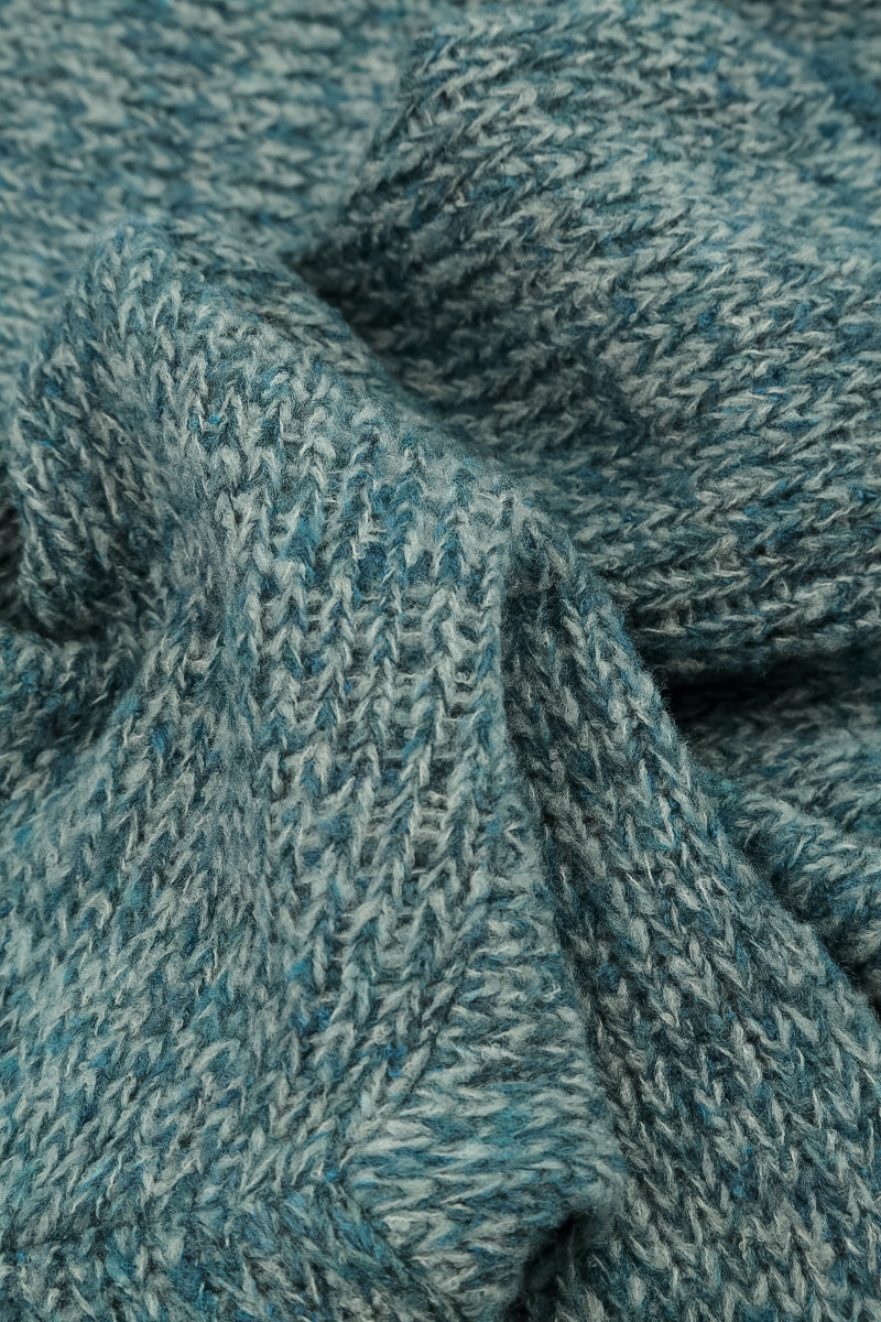 Dual Dark Grey &amp; Mélange Teal Wool Scarf 4