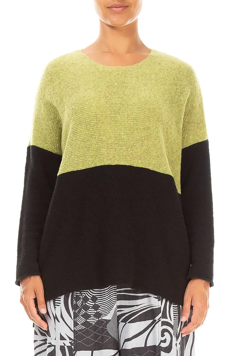 Dual Golden Lime &amp; Black Wool Sweater