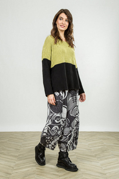 Dual Golden Lime &amp; Black Wool Sweater