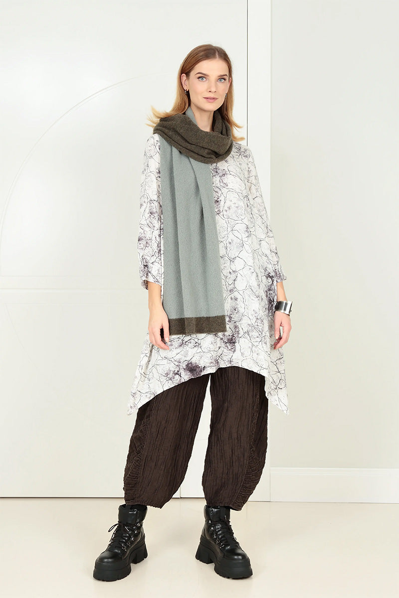 Dual Khaki &amp; Pistachio Wool Scarf 5