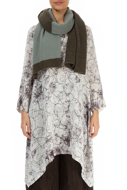 Dual Khaki &amp; Pistachio Wool Scarf 1