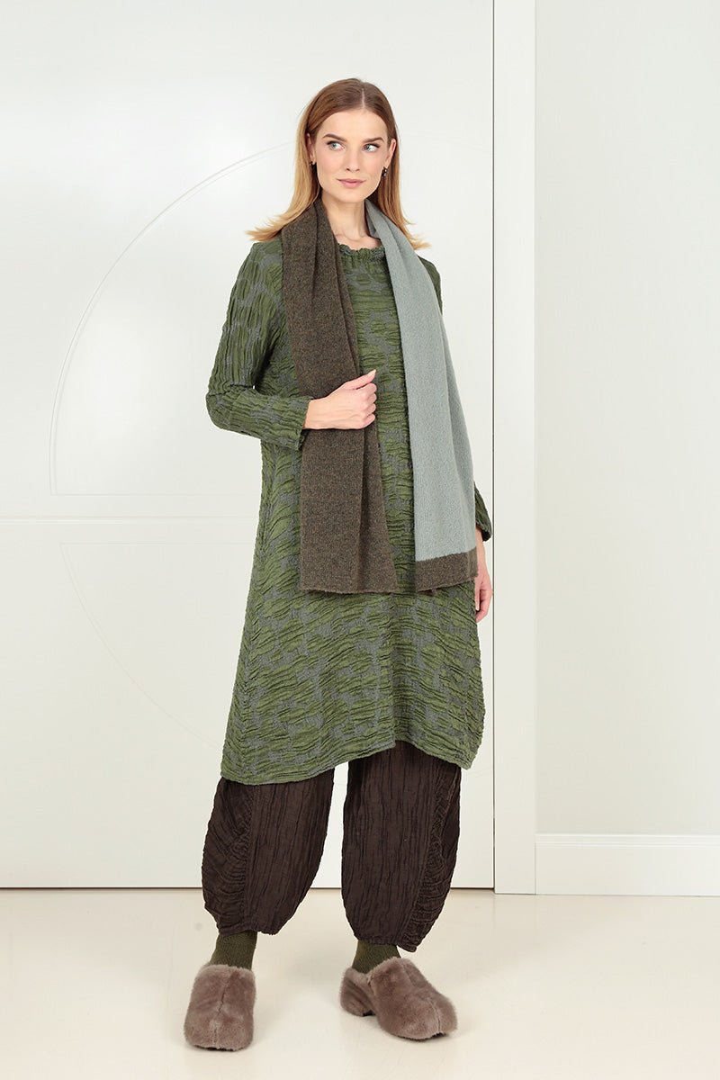 Dual Khaki &amp; Pistachio Wool Scarf 6