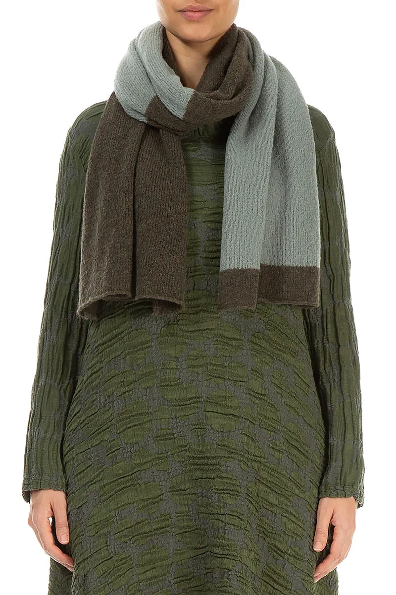 Dual Khaki &amp; Pistachio Wool Scarf 1