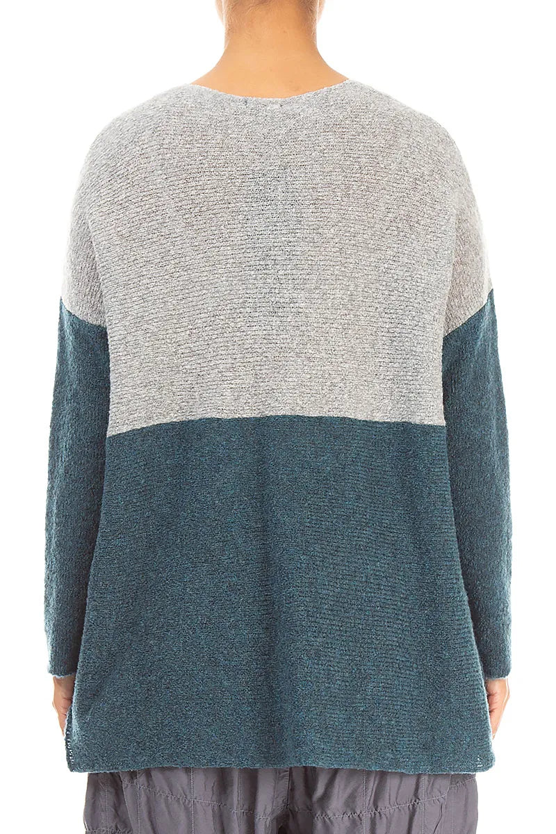 Dual Light Grey &amp; Teal Wool Sweater 2