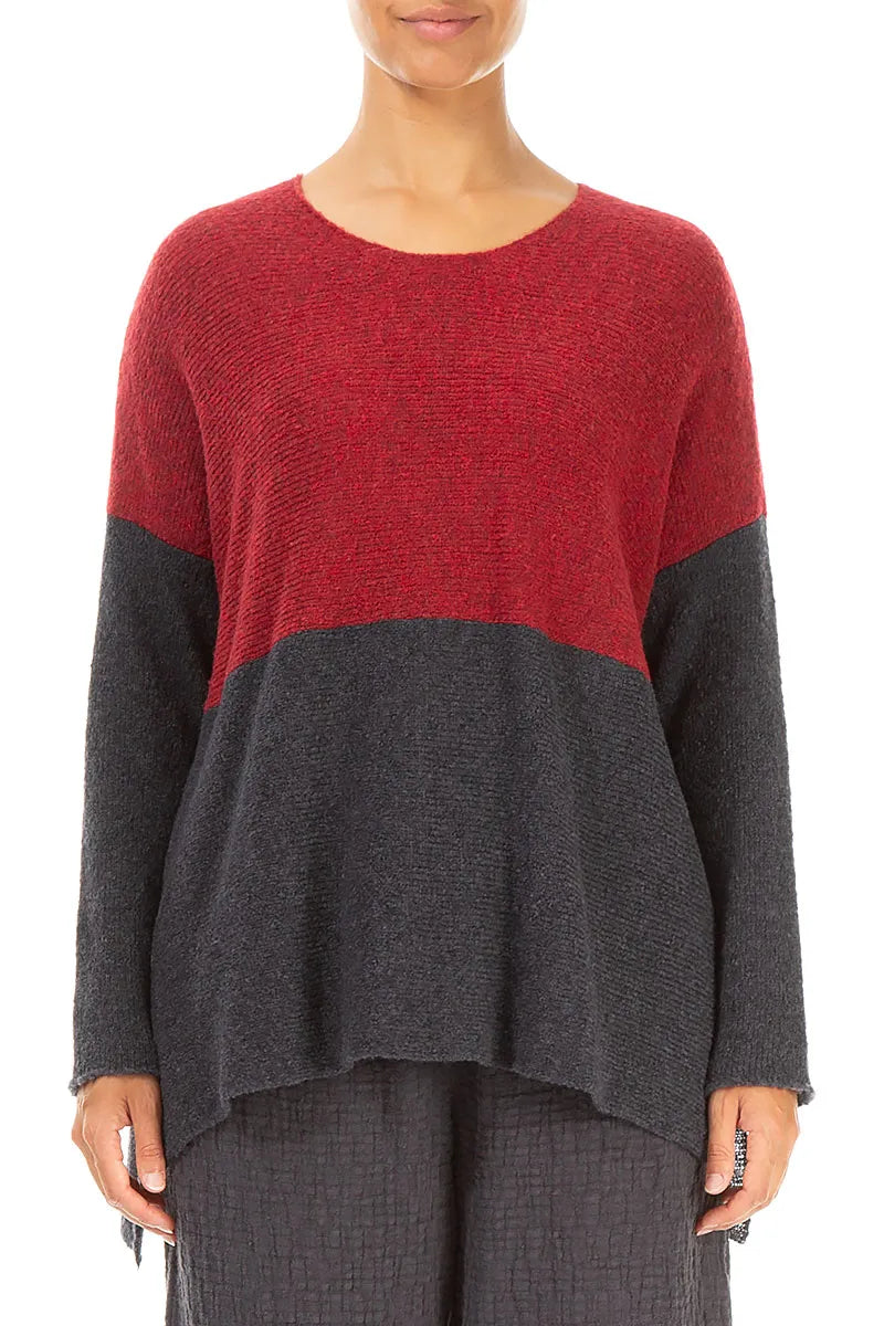 Dual Red &amp; Dark Grey Wool Sweater 1