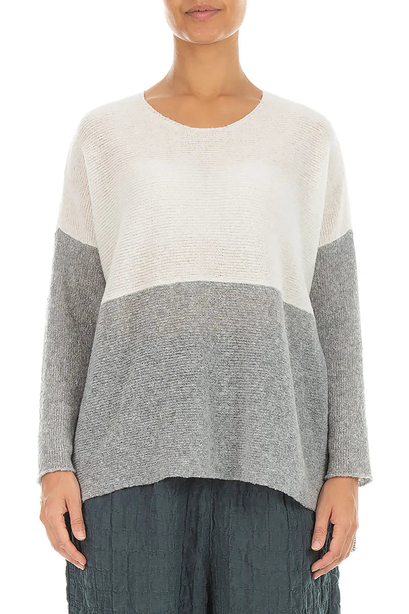 Dual White &amp; Light Grey Wool Sweater