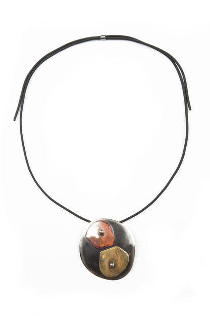 Eclipse Dual Metal Pendant Necklace 4