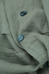 Elegant Buttoned Sage Linen Jacket 5