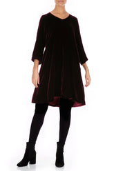 Elegant Magenta Silk Velvet Dress 5