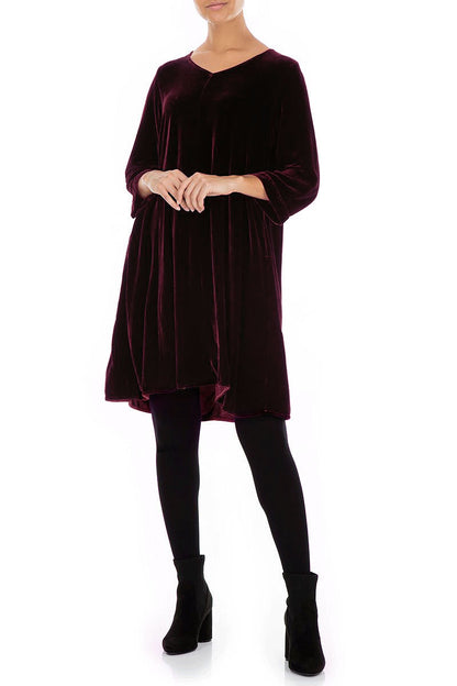 Elegant Magenta Silk Velvet Dress 4