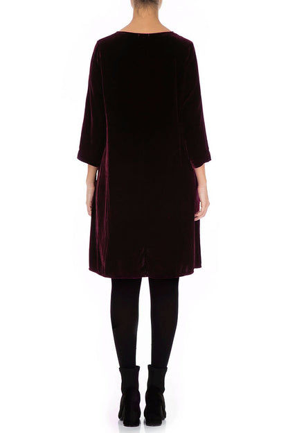 Elegant Magenta Silk Velvet Dress 2