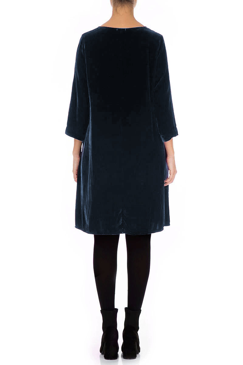 Elegant Royal Blue Silk Velvet Dress