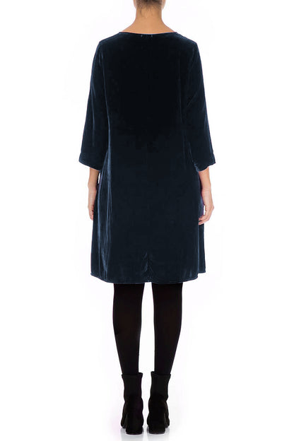 Robe élégante en velours de soie bleu royal