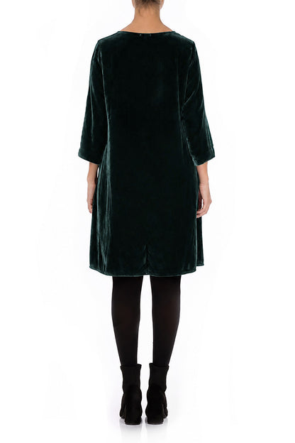 Elegant Deep Turquoise Silk Velvet Dress