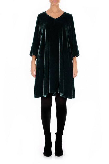 Elegant Deep Turquoise Silk Velvet Dress