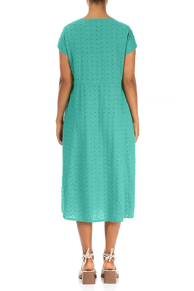 Embroidered Turquoise Cotton Dress 2