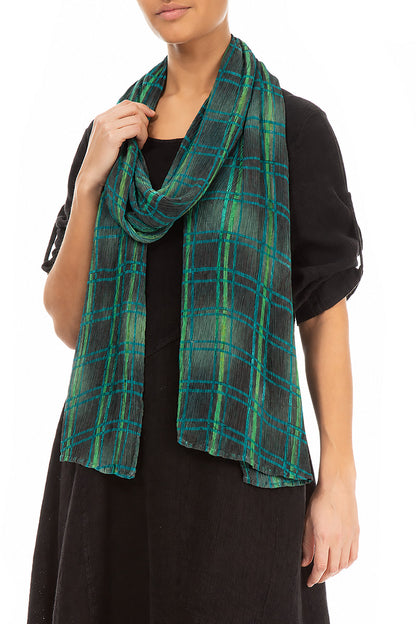 Emerald Grid Silk Viscose Scarf