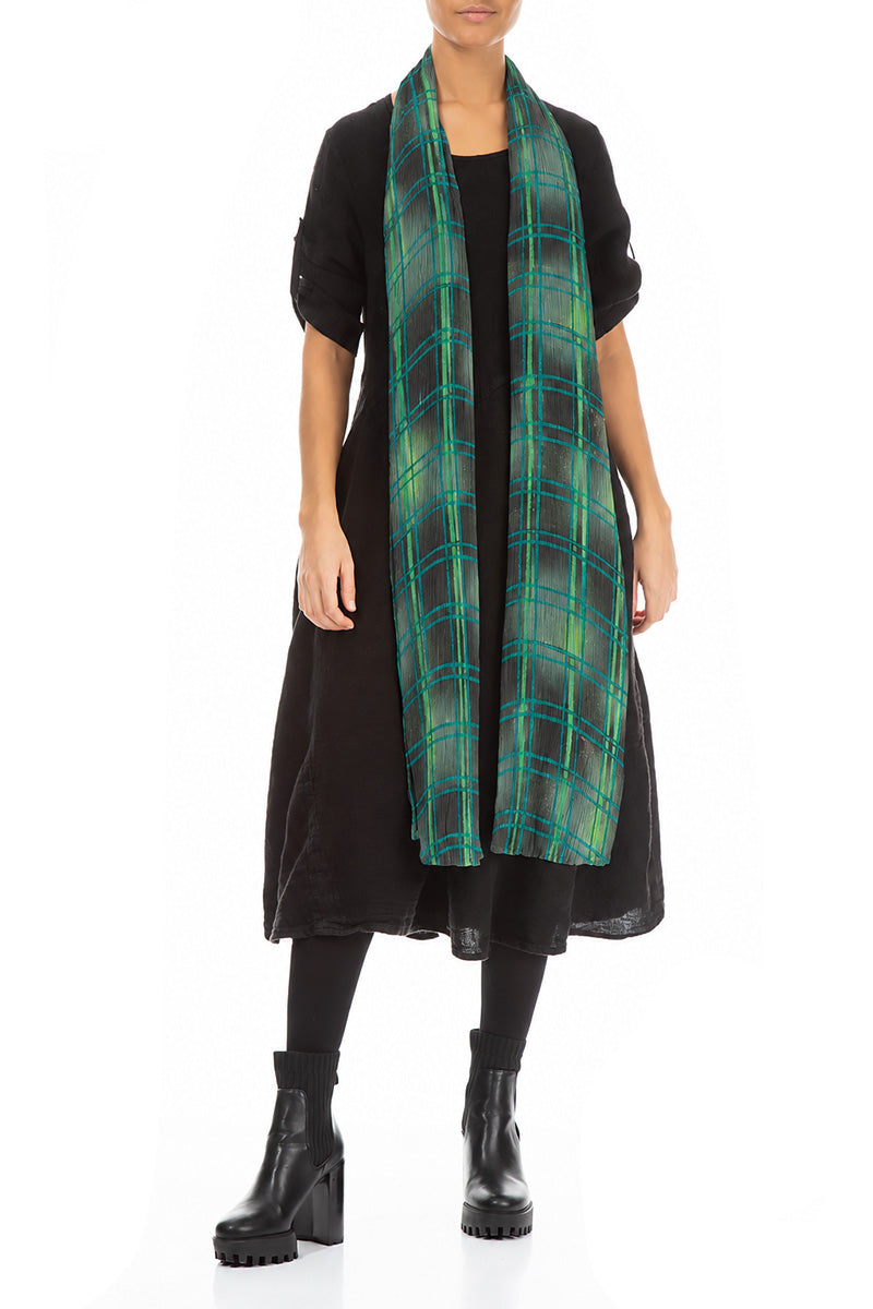 Emerald Grid Silk Viscose Scarf