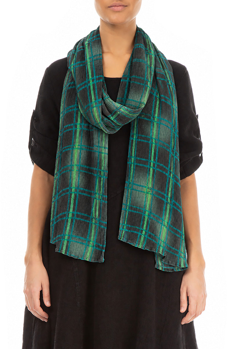 Emerald Grid Silk Viscose Scarf