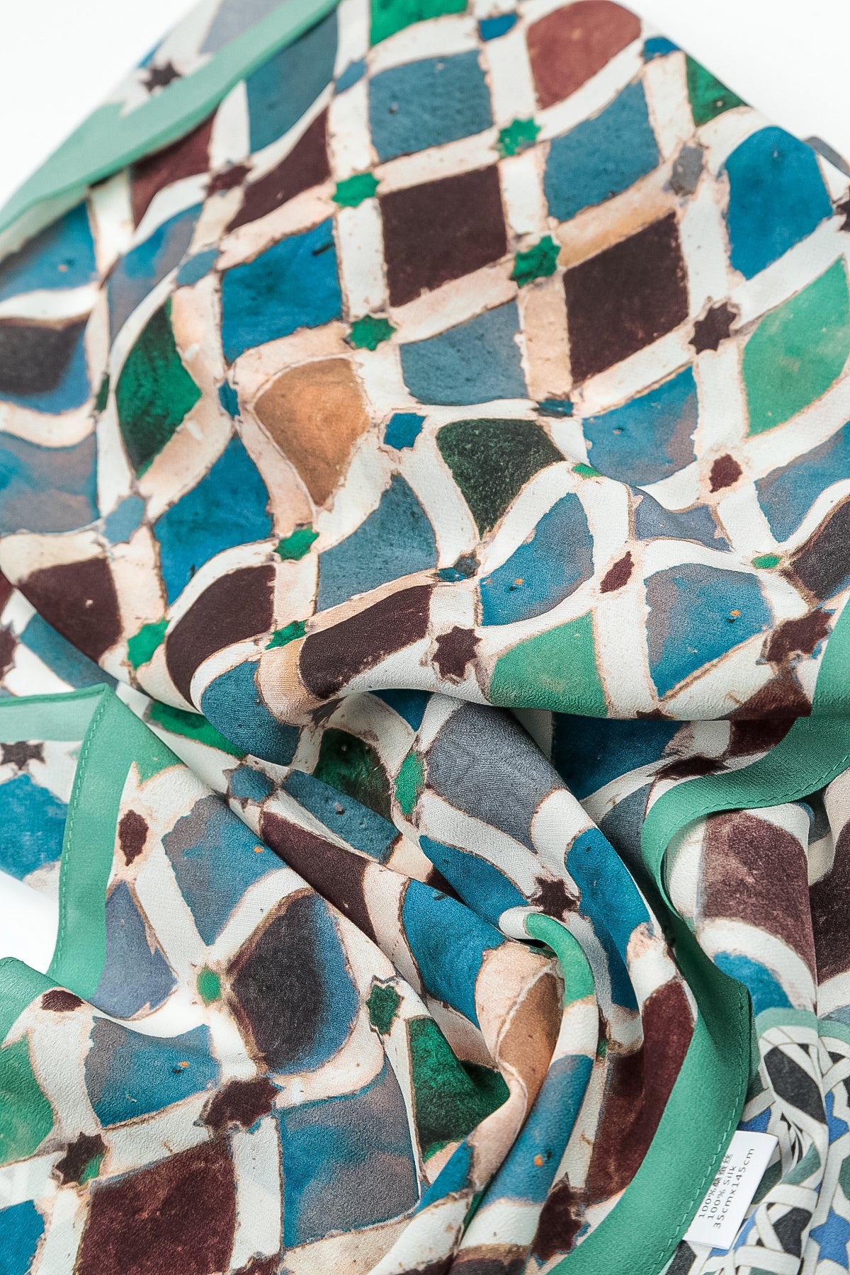 Emerald Mosaic Silk Scarf 6
