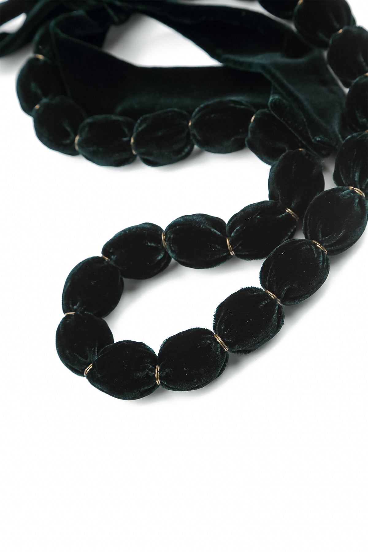 Emerald Silk Velvet Bead Necklace 7